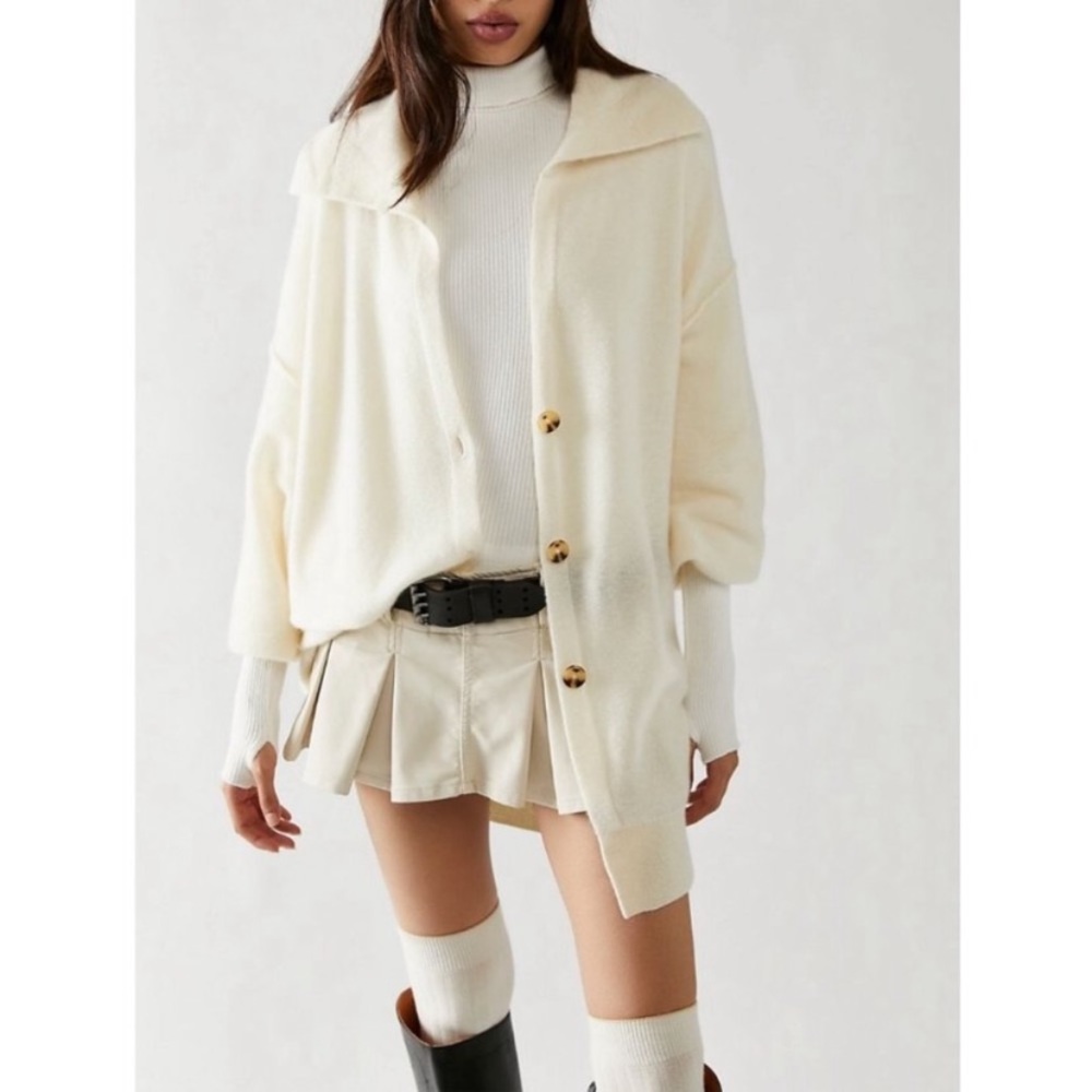 New Free People Swim Too Deep Cashmere Oversized Cardigan Sweater M - Picture 2 of 11